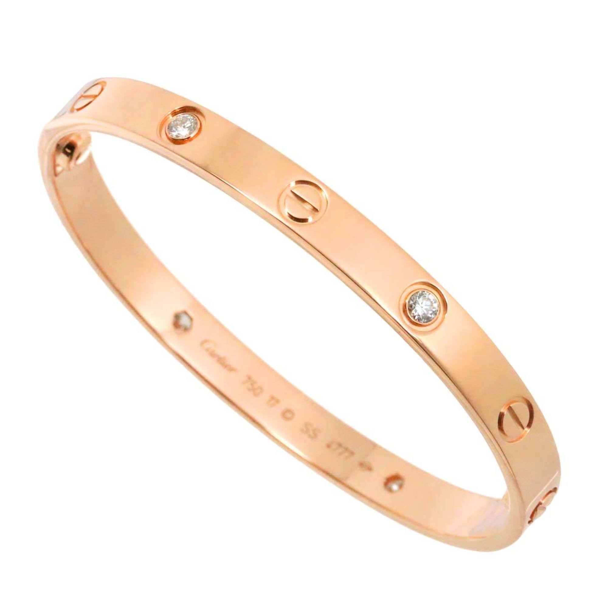 Cartier Love Bracelet #17 Half Diamond 4P K18 PG Pink Gold 750 Bangle