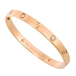 Cartier Love Bracelet #17 Half Diamond 4P K18 PG Pink Gold 750 Bangle