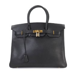 Hermes Birkin 35 Handbag Ardennes Black G Stamp Gold Hardware