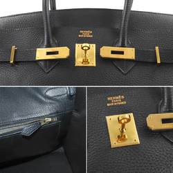 Hermes Birkin 35 Handbag Ardennes Black G Stamp Gold Hardware