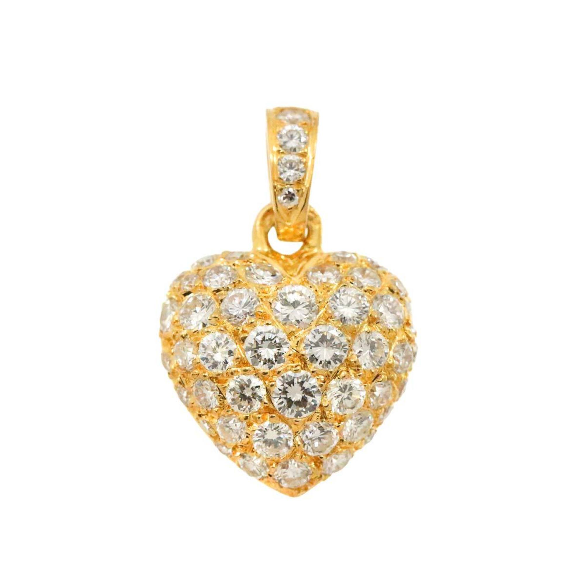 Cartier Heart Pave Pendant Top Diamond K18 YG Yellow Gold 750