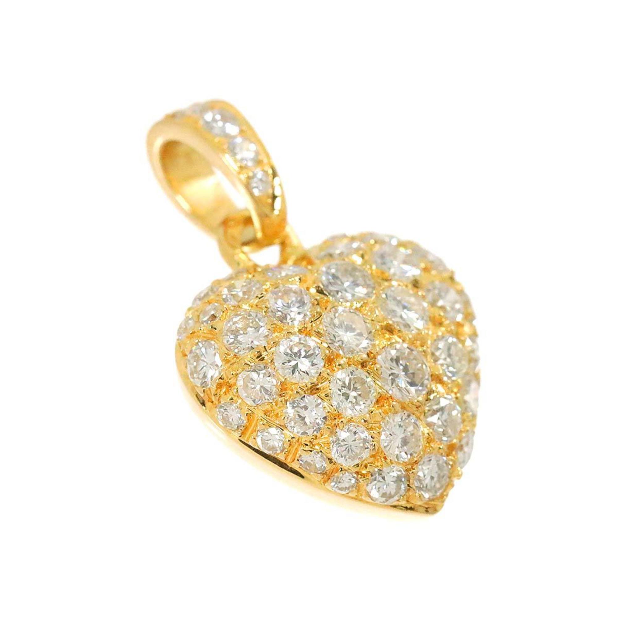 Cartier Heart Pave Pendant Top Diamond K18 YG Yellow Gold 750