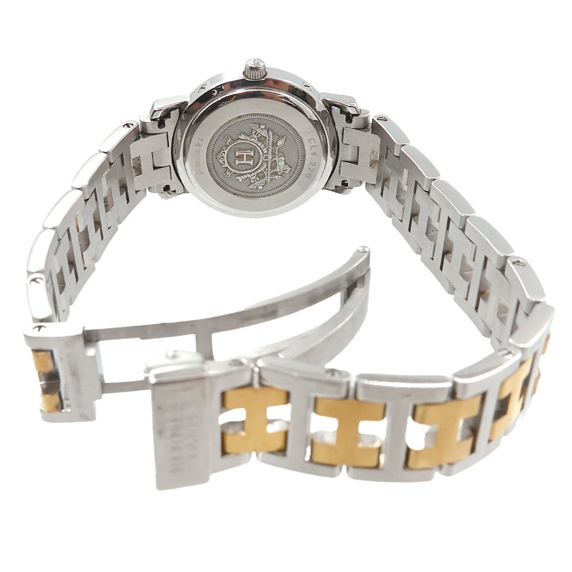 Hermes Clipper Combi CL4 220 Ladies Watch Date Ivory Quartz