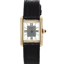 Cartier Must Tank Vermeil Ladies Watch White Grey SV925 Silver Quartz