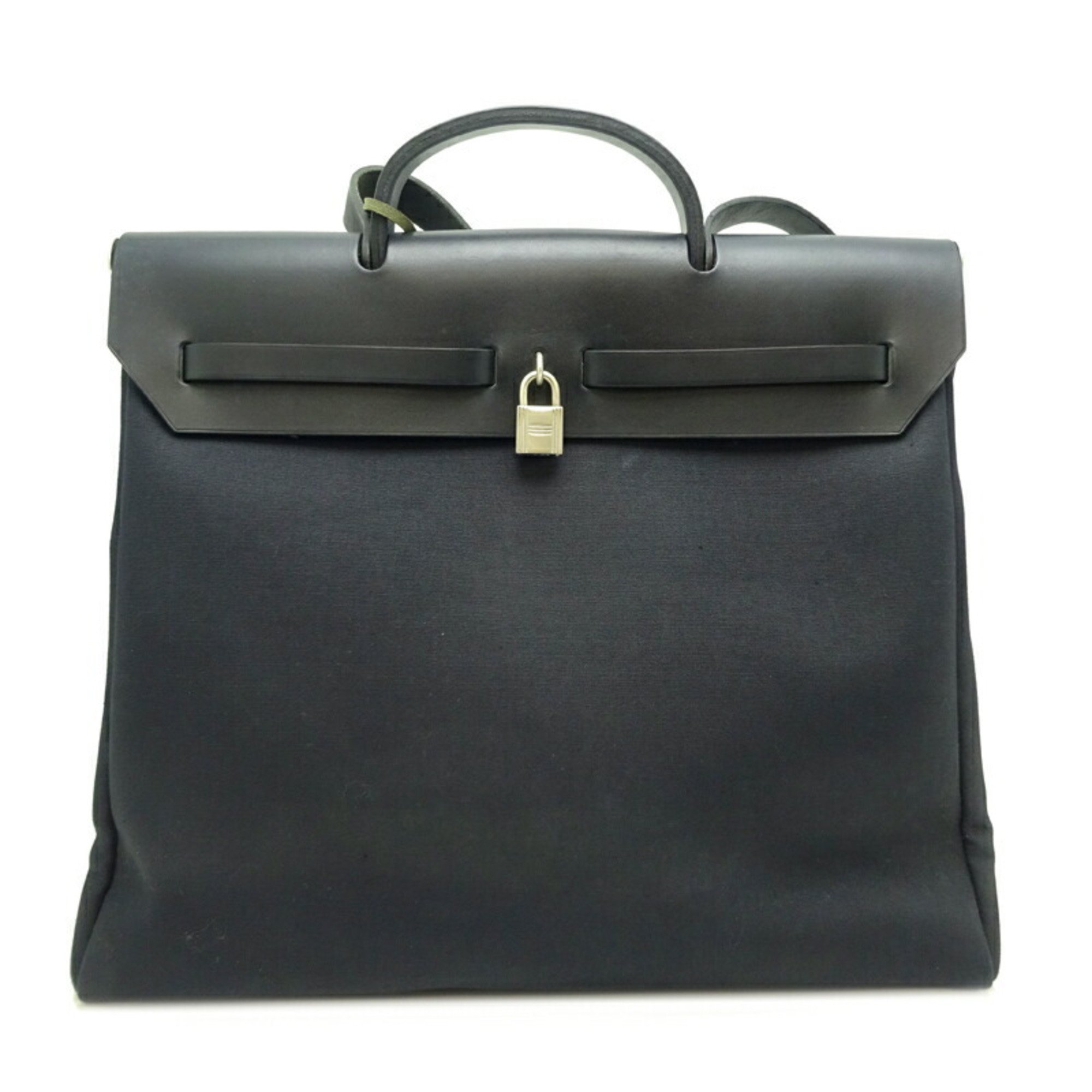 Hermes Airbag MM □D stamped 2000 Ladies shoulder bag Toile Officier Black