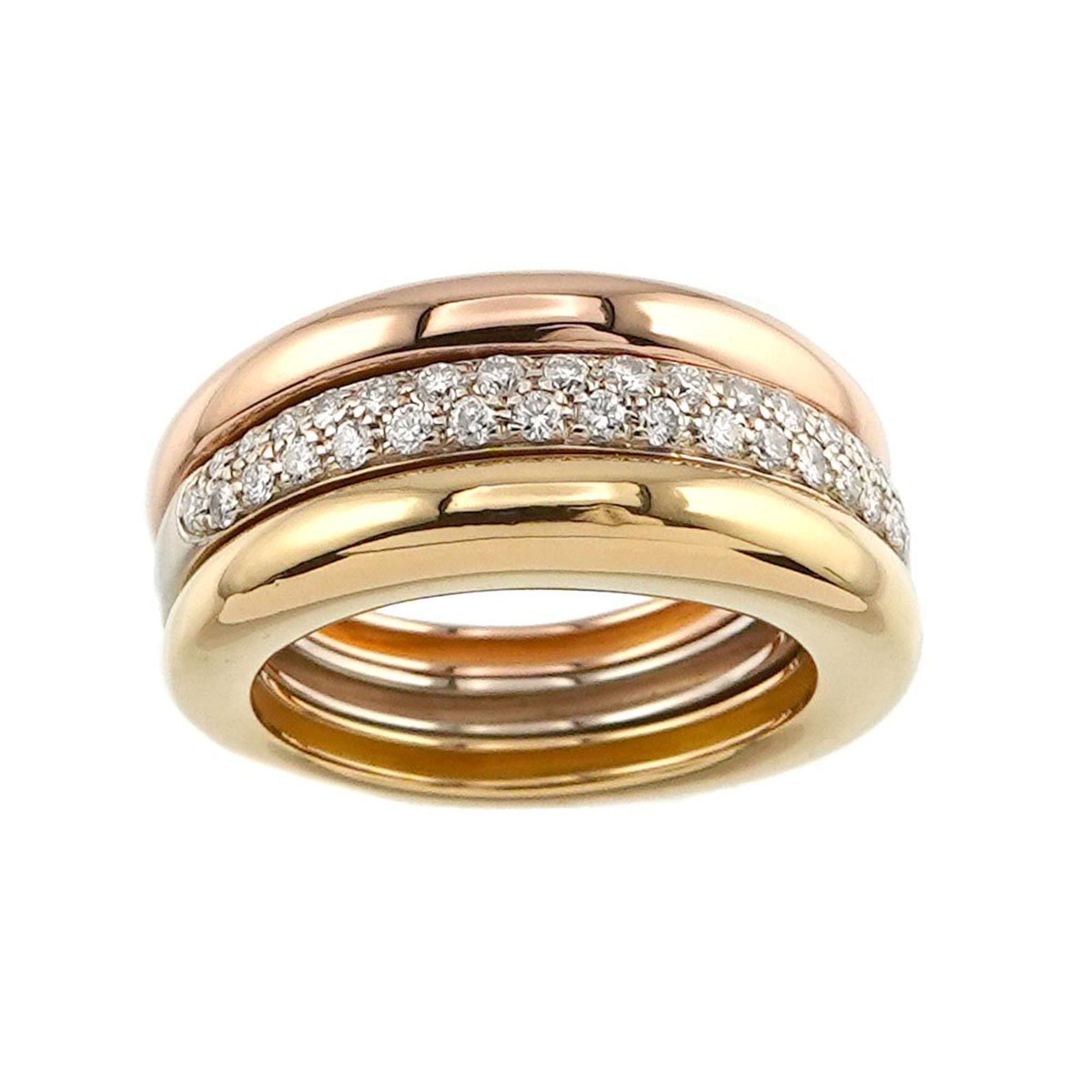 Cartier Mobilis #52 Ring Diamond K18 YG WG PG 3 Row Three Gold Color 750