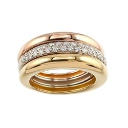 Cartier Mobilis #52 Ring Diamond K18 YG WG PG 3 Row Three Gold Color 750