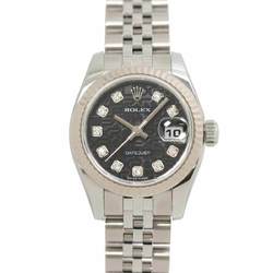 Rolex ROLEX Datejust 179174G Z number Roulette Ladies Watch 10P Diamond Black Computer K18WG Automatic Self-winding