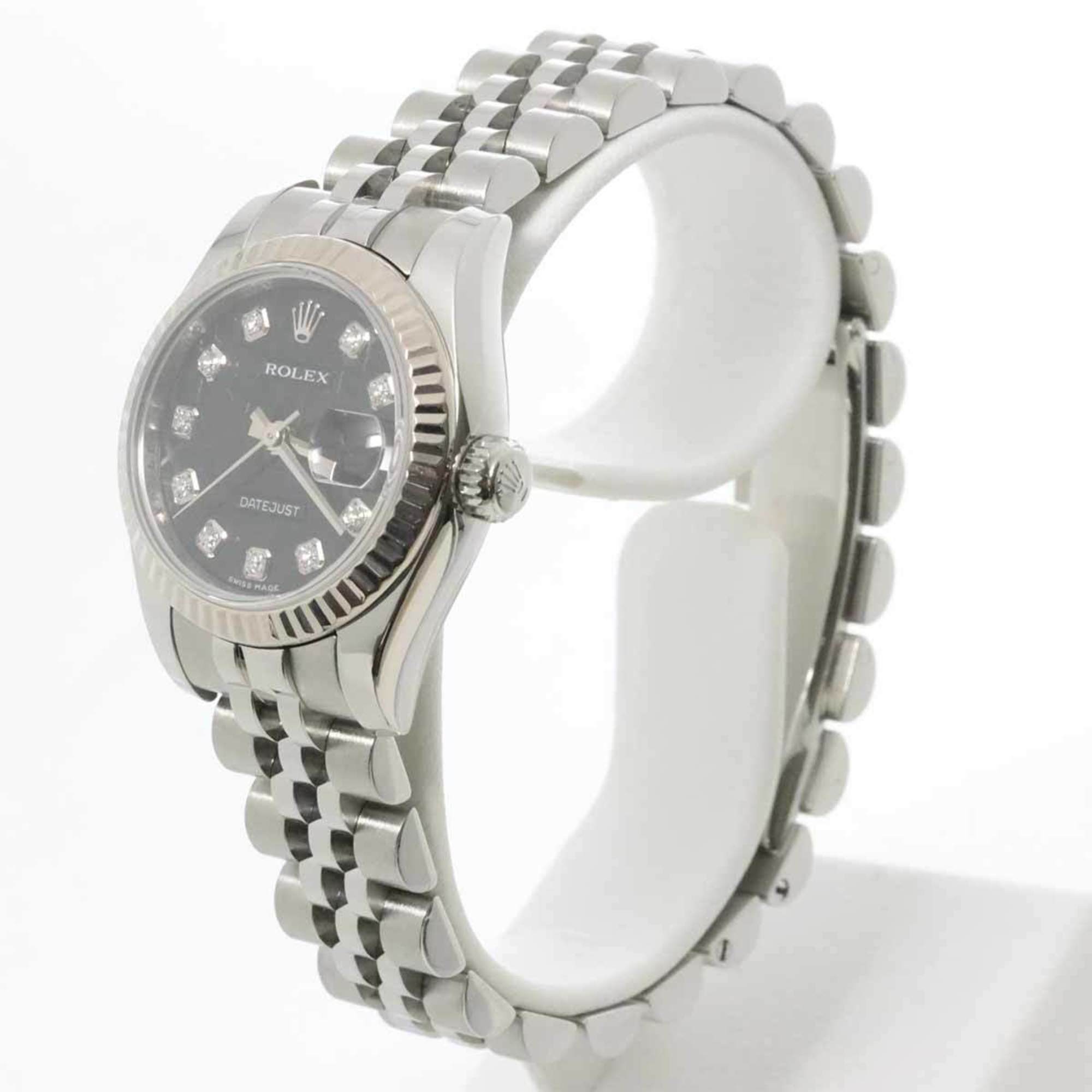 Rolex ROLEX Datejust 179174G Z number Roulette Ladies Watch 10P Diamond Black Computer K18WG Automatic Self-winding