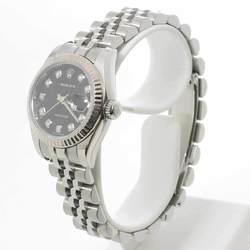 Rolex ROLEX Datejust 179174G Z number Roulette Ladies Watch 10P Diamond Black Computer K18WG Automatic Self-winding