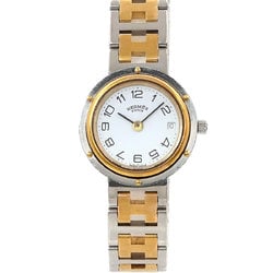 HERMES Clipper combination ladies watch date white quartz