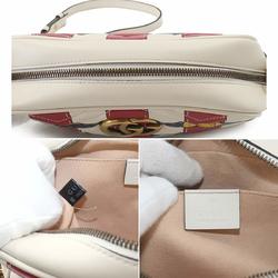 GUCCI GG Marmont Quilted Small Chain Shoulder Bag Leather Ivory Red Navy 447632