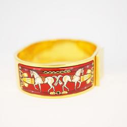 Hermes Bangle, GM enamel, locé, GP plating, cloisonné, gold, red, for men and women