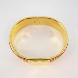 Hermes Bangle, GM enamel, locé, GP plating, cloisonné, gold, red, for men and women