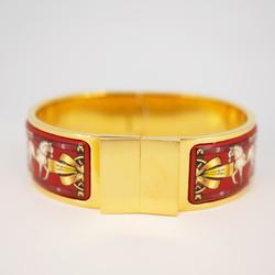 Hermes Bangle, GM enamel, locé, GP plating, cloisonné, gold, red, for men and women