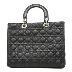 Christian Dior Handbag Cannage Lady Leather Black Women's