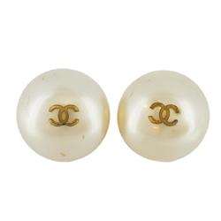 Chanel Earrings Coco Mark Circle Fake Pearl GP Plated Gold Women's