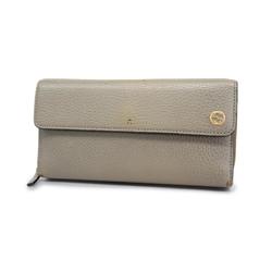 Gucci Long Wallet Interlocking G 449397 Leather Grey Champagne Women's