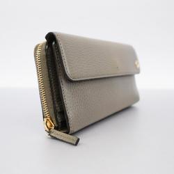 Gucci Long Wallet Interlocking G 449397 Leather Grey Champagne Women's