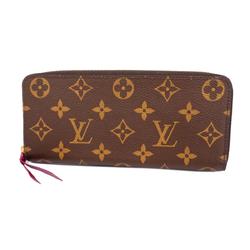 Louis Vuitton Long Wallet Monogram Portefeuille Clemence M60742 Brown Fuchsia Men's Women's