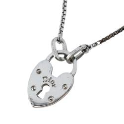 Christian Dior Necklace Heart Padlock Metal Silver Women's