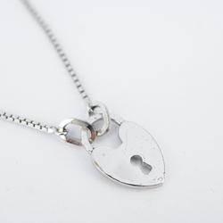 Christian Dior Necklace Heart Padlock Metal Silver Women's