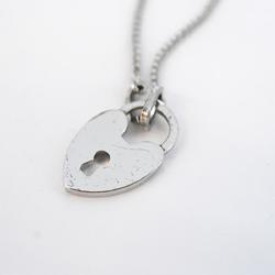 Christian Dior Necklace Heart Padlock Metal Silver Women's