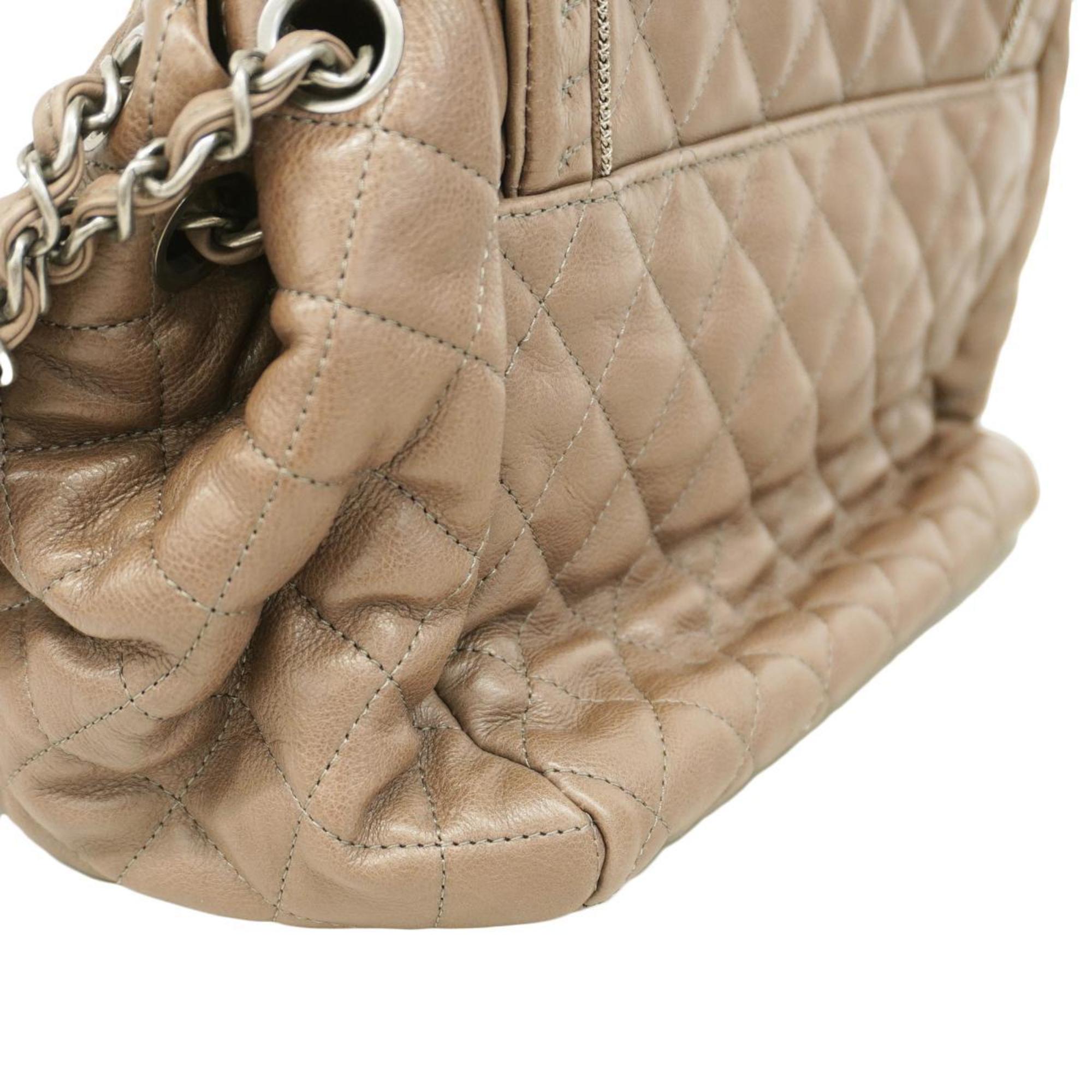 Chanel Shoulder Bag Matelasse Chain Leather Brown Women's