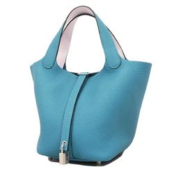 Hermes Handbag Picotin Lock PM W Engraved Swift Taurillon Clemence Blue Jean Mauve Pale Women's