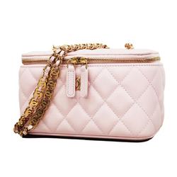 Chanel Shoulder Bag Matelasse Chain Caviar Skin Pink Champagne Women's