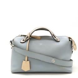 FENDI BY THE WAY Medium Handbag Shoulder Bag Leather Light Blue Gray Beige 8BL124 ()