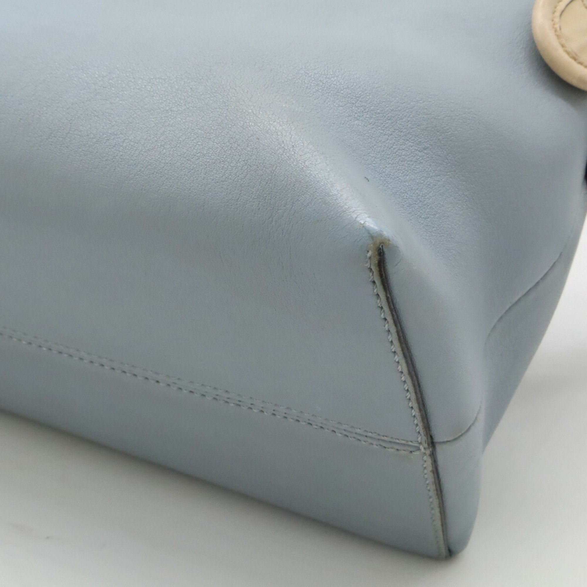 FENDI BY THE WAY Medium Handbag Shoulder Bag Leather Light Blue Gray Beige 8BL124 ()