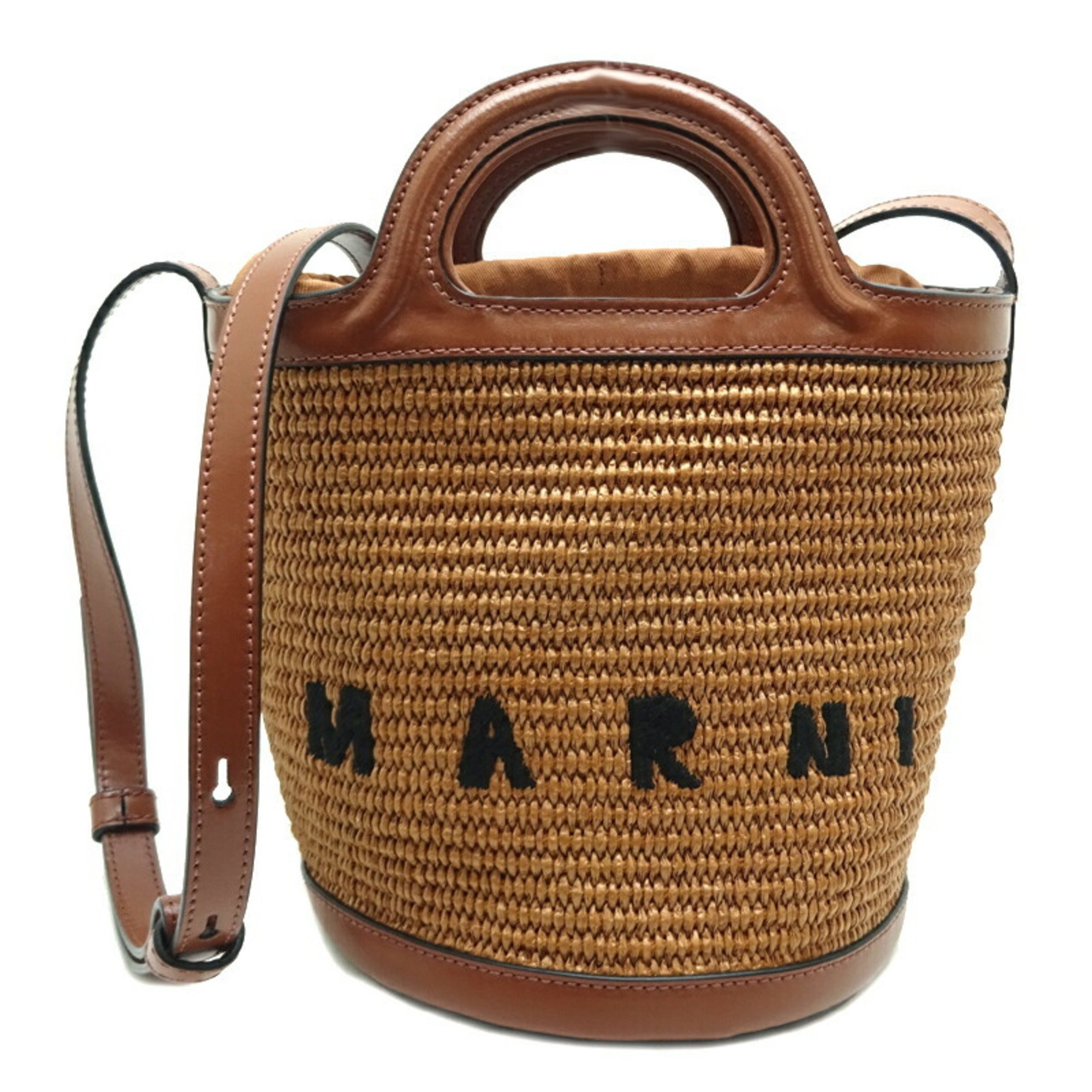 Marni Tropicalia Bucket Bag Small Women's Shoulder SCMP0056Q1P3860 Cotton Brown