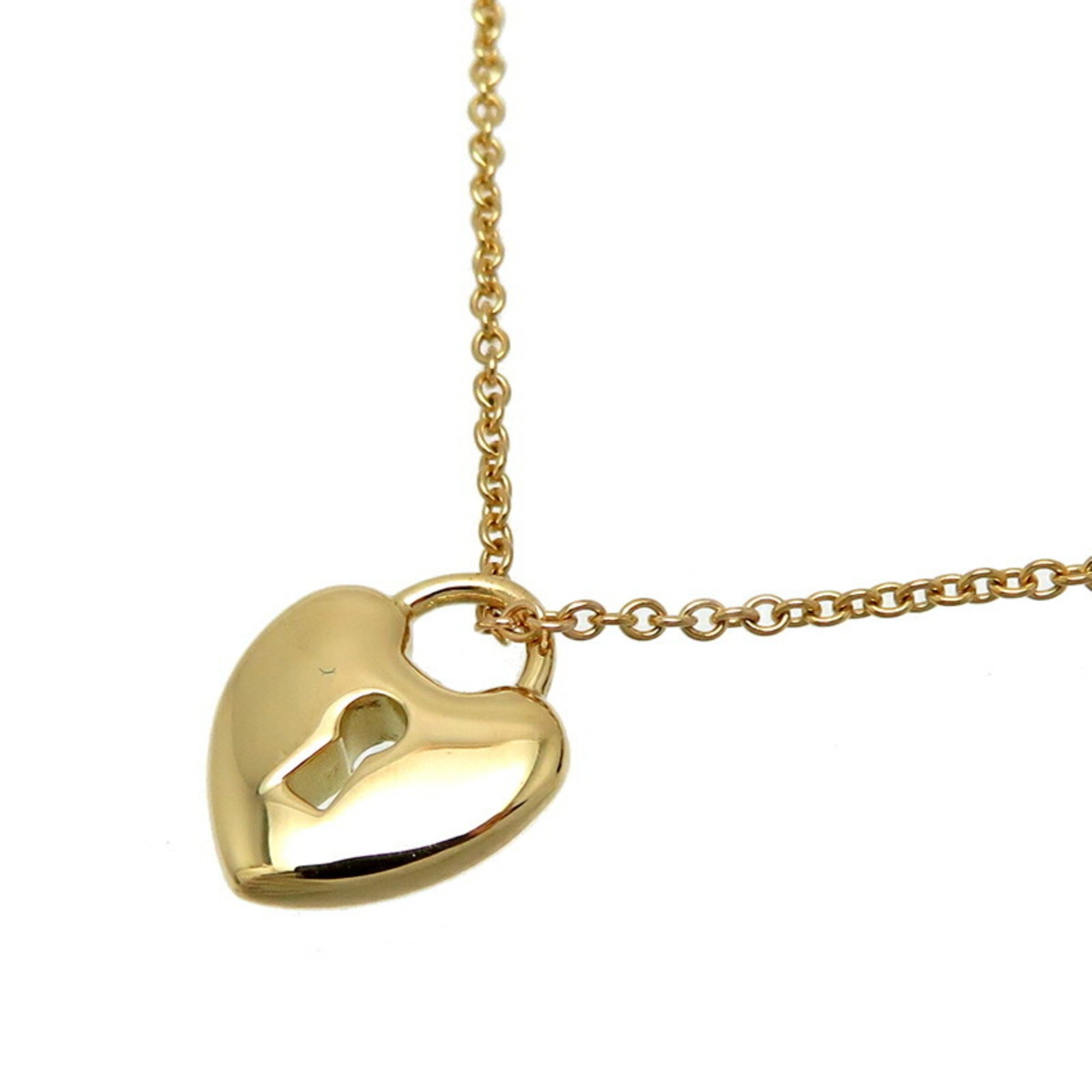 Tiffany 750YG Heart Lock Women's Necklace 750 Yellow Gold