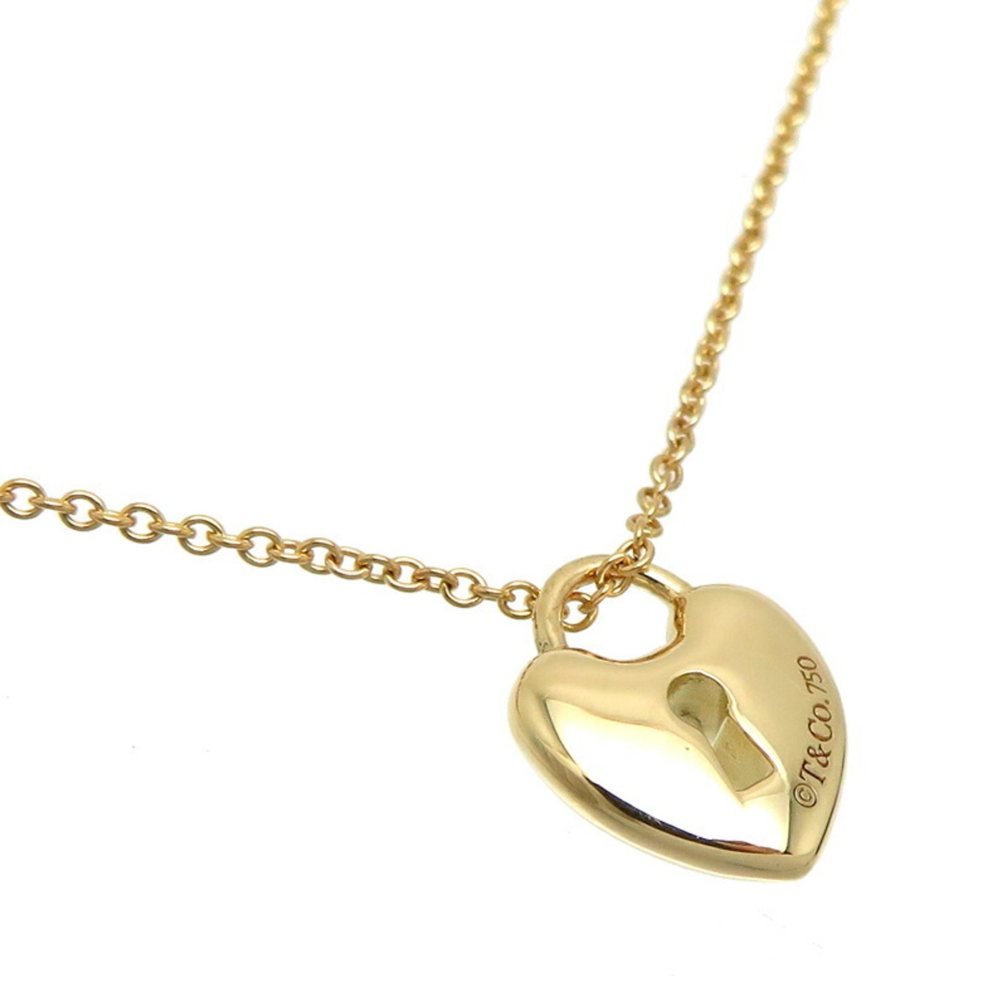 Tiffany 750YG Heart Lock Women's Necklace 750 Yellow Gold