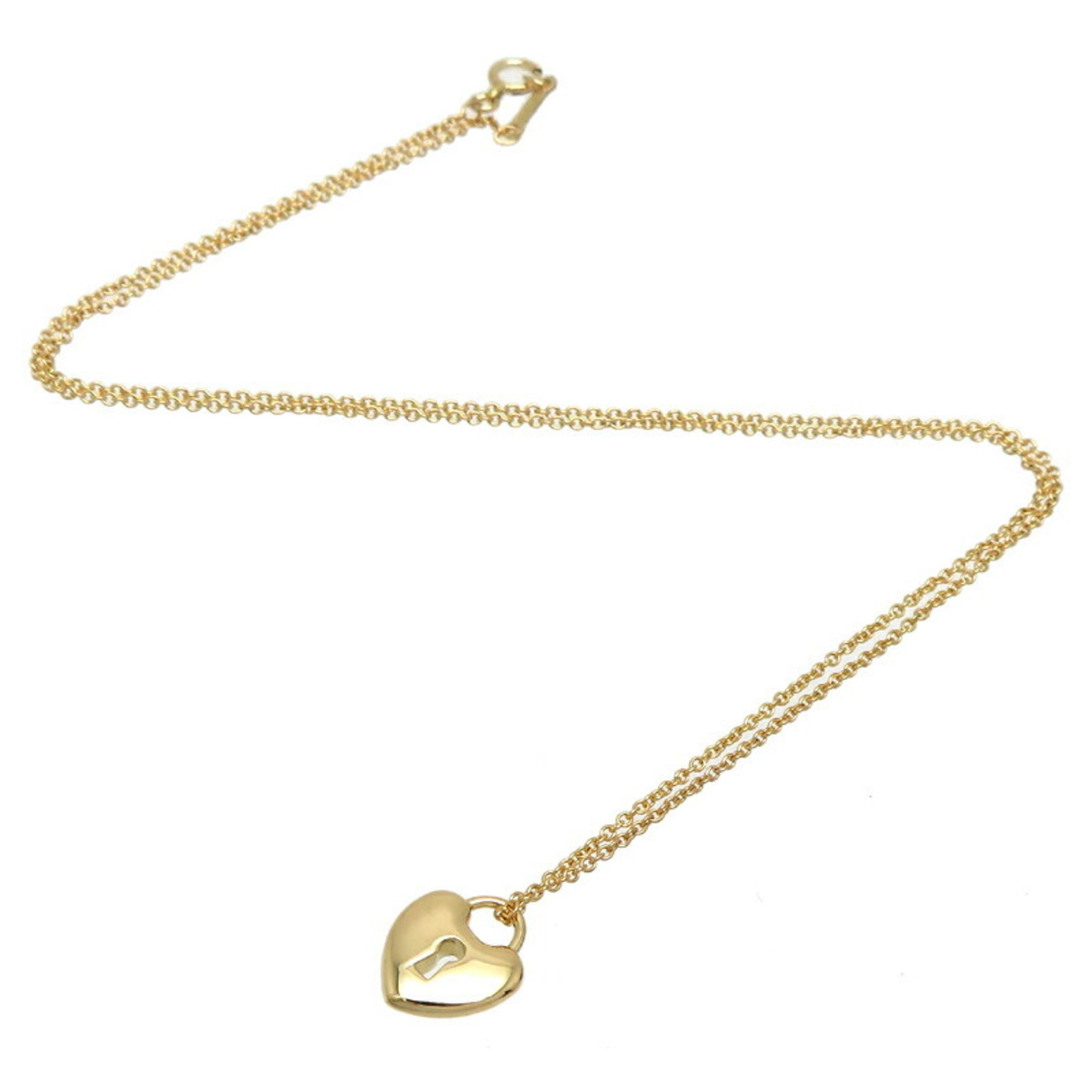 Tiffany 750YG Heart Lock Women's Necklace 750 Yellow Gold