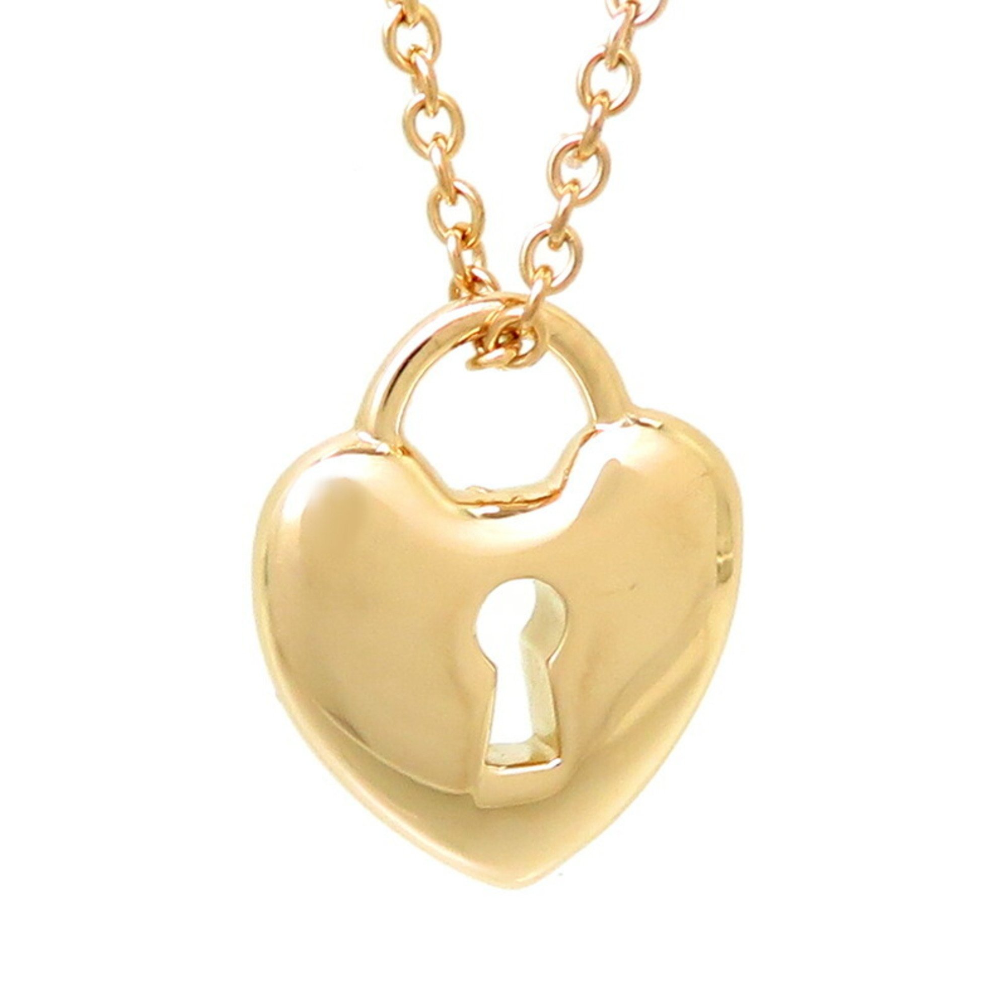 Tiffany 750YG Heart Lock Women's Necklace 750 Yellow Gold