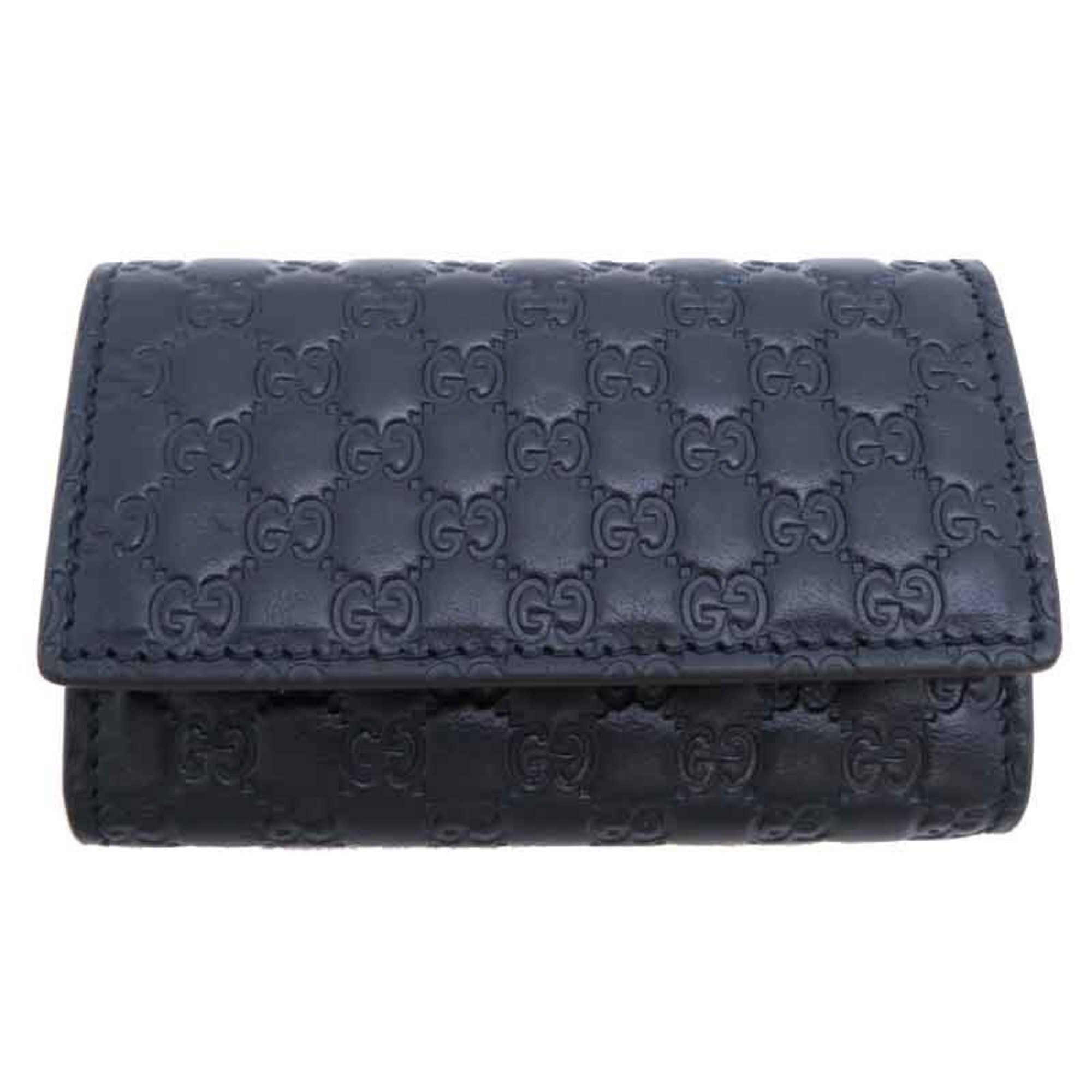 Gucci 6-ring ladies and men's key case 150402 Micro Guccissima leather navy