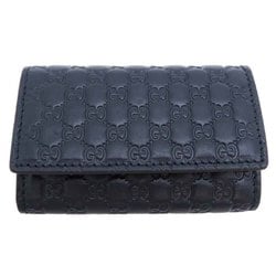 Gucci 6-ring ladies and men's key case 150402 Micro Guccissima leather navy