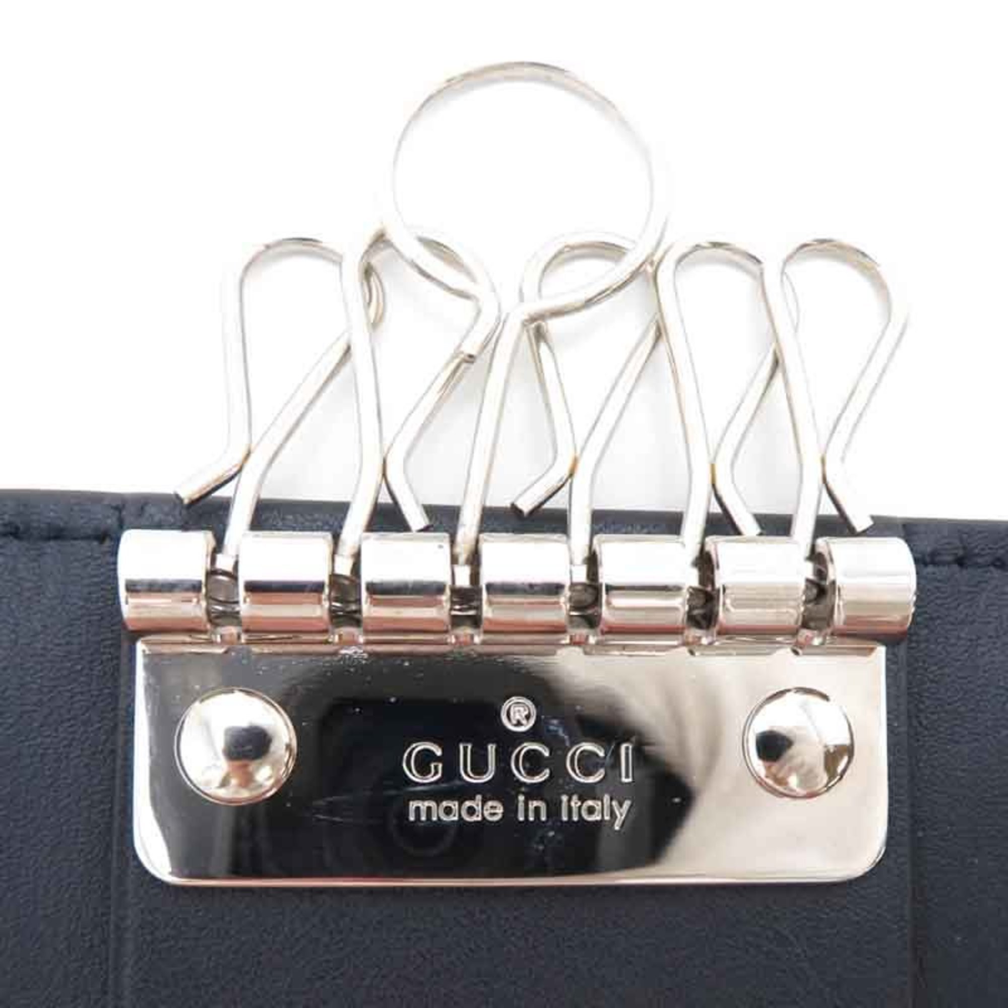 Gucci 6-ring ladies and men's key case 150402 Micro Guccissima leather navy