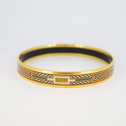 Hermes Bangle, Enamel PM, GP Plated, Cloisonne, Gold, Multicolor, Women's