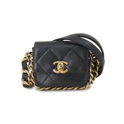 CHANEL Matelasse Chain Shoulder Bag Leather Black AS2833 Gold Metal Fittings Mini