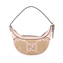 GUCCI Ophidia GG Bag Hand Jumbo Canvas Leather Pink Beige 658551 Gold Hardware