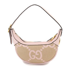 GUCCI Ophidia GG Bag Hand Jumbo Canvas Leather Pink Beige 658551 Gold Hardware