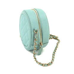 CHANEL CC Filigree Chain Shoulder Bag Caviar Skin Light Green AP0365