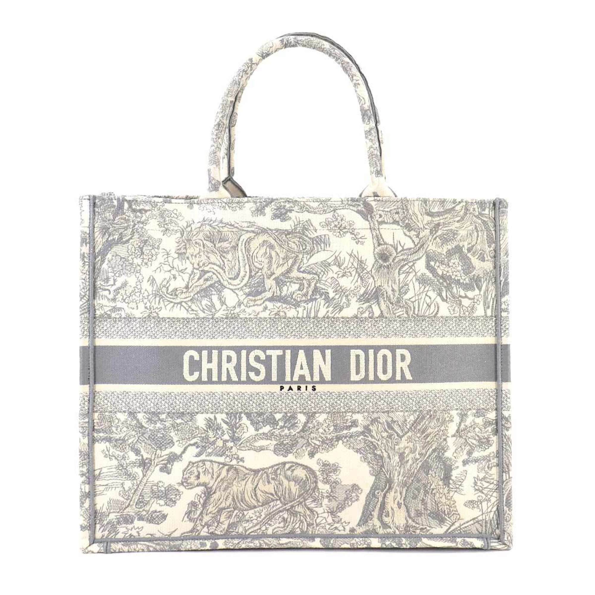 Christian Dior Toile de Jouy Book Tote Large Bag Canvas Grey Ecru M1286ZTDT