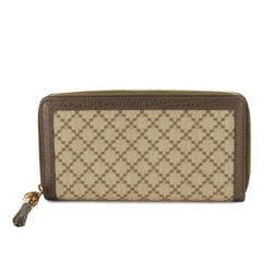 GUCCI Diamante Round Long Wallet Canvas Leather Beige 224253