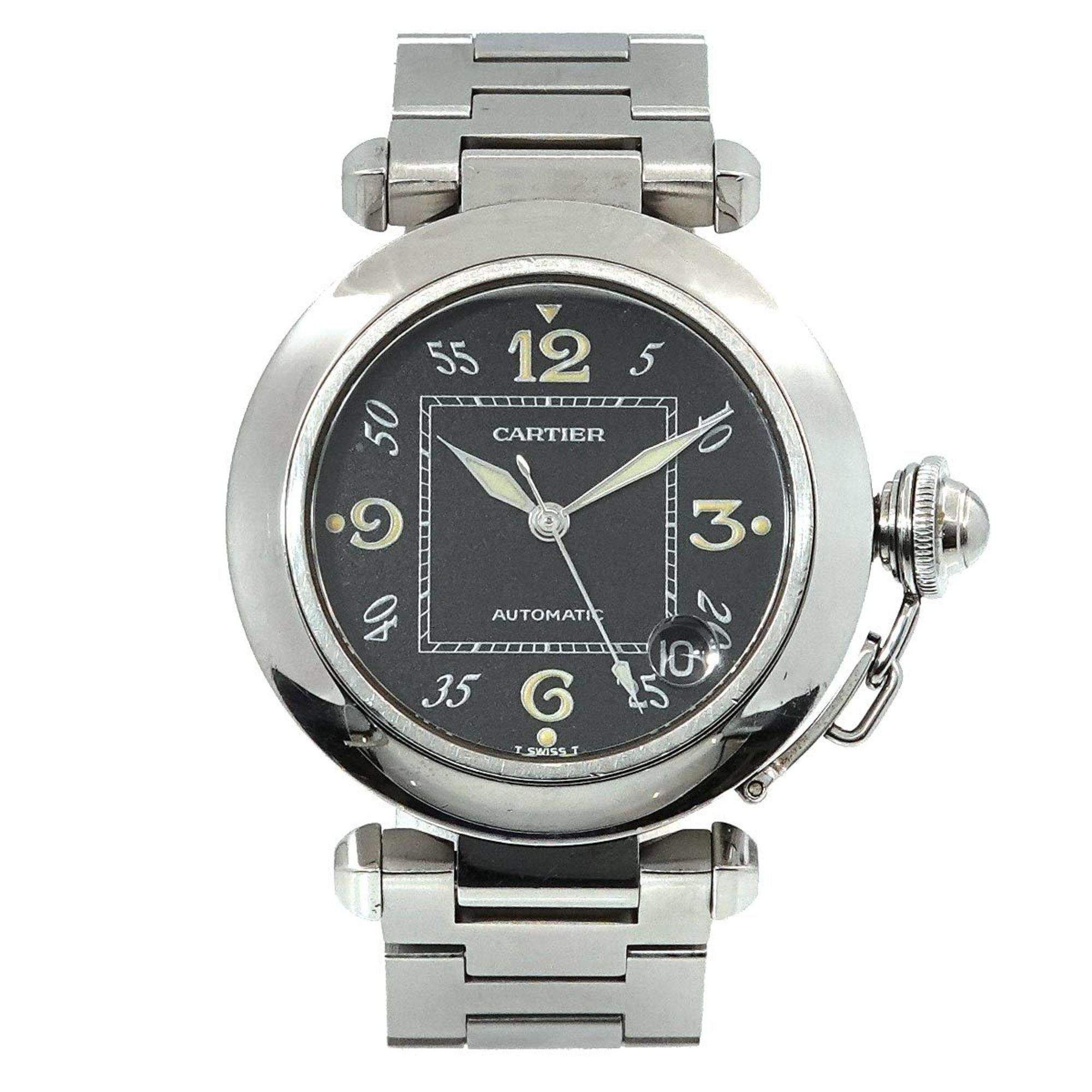 Cartier Pasha C W31043M7 Boys' Watch Date Black Dial Automatic Self-Winding