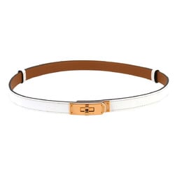 Hermes Kelly Belt Epson New White B Stamp Pink Gold Hardware