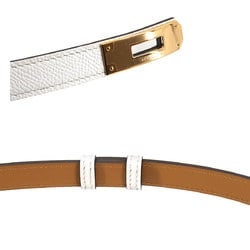 Hermes Kelly Belt Epson New White B Stamp Pink Gold Hardware